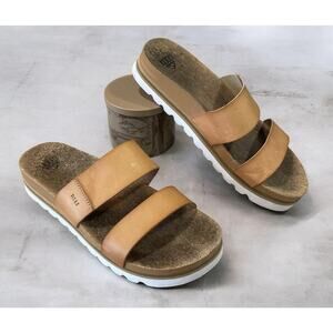 Reef Cushion Vista HI Tan Brown Platform Sandals Vegan Leather Women's Size 11